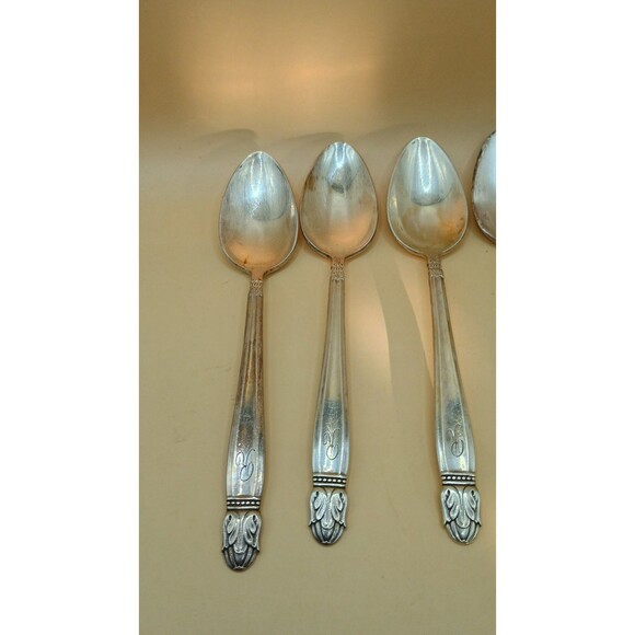Vntg HOLMES & EDWARDS IS Danish Princess Inlaid Silver Plate - Teaspoons 5 Pcs - Picture 2 of 9